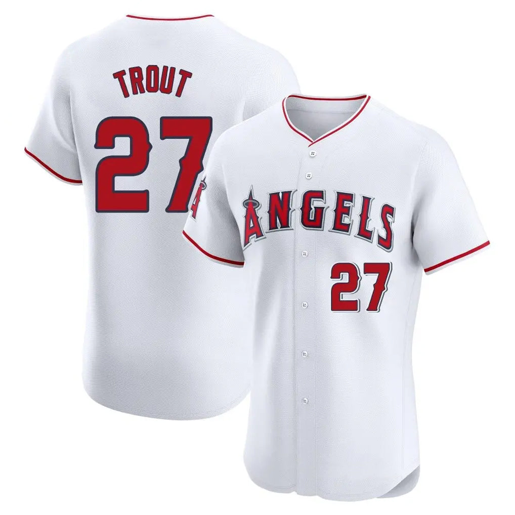 Punc LA.Angels #27 Mike Trout Player White Limited Elite Stitched Home Jerseys