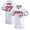 Punc LA.Angels #27 Mike Trout Player White T-shirt Home Limited Elite Stitched Jerseys