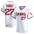 Punc LA.Angels #27 Mike Trout Player White T-shirt Home Limited Stitched Jerseys