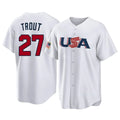 Punc LA.Angels #27 Mike Trout Player White USA World Classic Game Home Stitched Jerseys