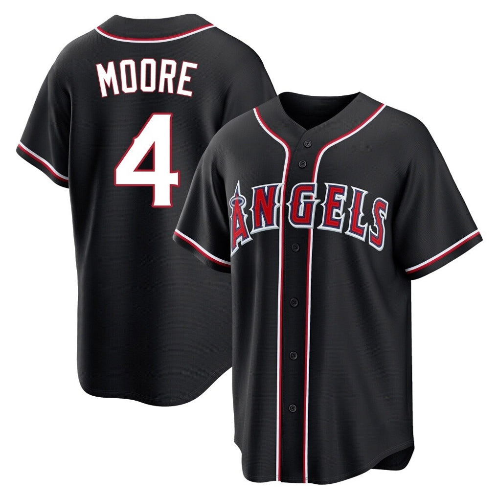 Punc LA.Angels #4 Christian Moore Player Black Fashion Out Home Game Stitched Jerseys