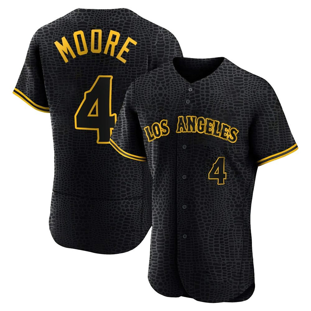 Punc LA.Angels #4 Christian Moore Player Black Snake Skin City Limited Elite Home Stitched Jerseys