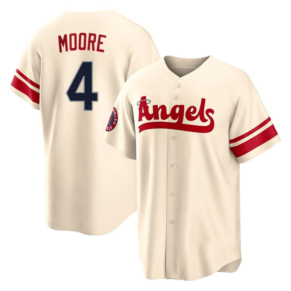 Punc LA.Angels #4 Christian Moore Player Cream City Connect Home Stitched Jerseys