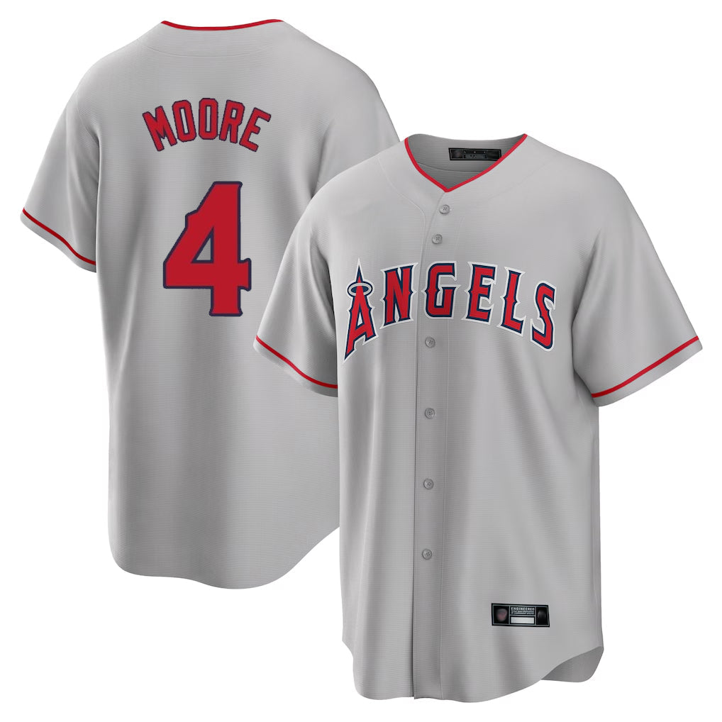 Punc LA.Angels #4 Christian Moore Player Gray Home Game Stitched Jerseys