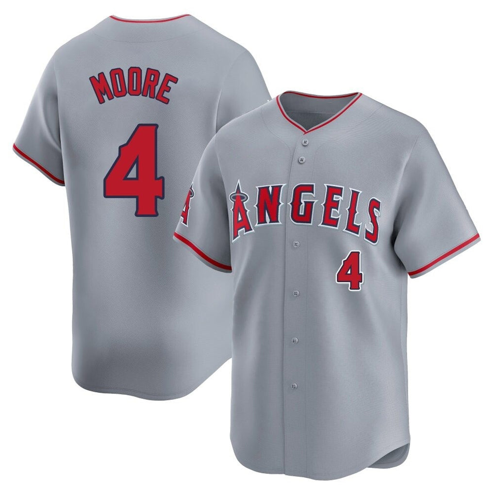 Punc LA.Angels #4 Christian Moore Player Gray Home Limited Stitched Jerseys