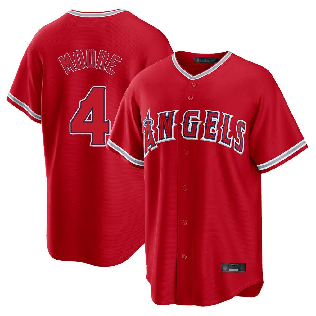 Punc LA.Angels #4 Christian Moore Player Red Home Game Stitched Jerseys