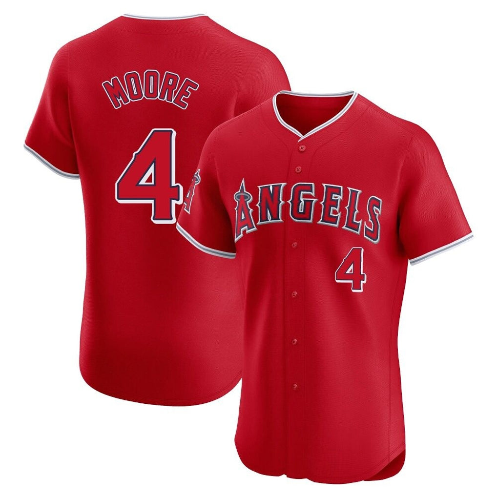 Punc LA.Angels #4 Christian Moore Player Red Home Limited Elite Stitched Jerseys