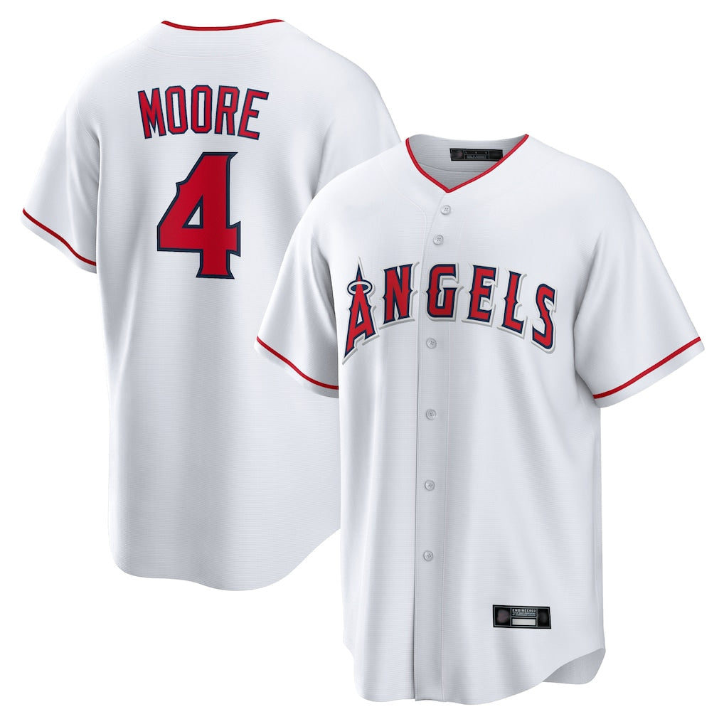 Punc LA.Angels #4 Christian Moore Player White Home Game Stitched Jerseys