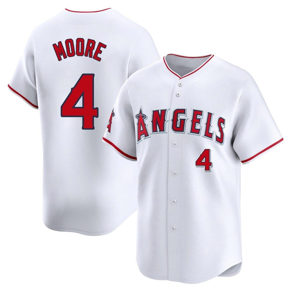 Punc LA.Angels #4 Christian Moore Player White Limited Home Stitched Jerseys