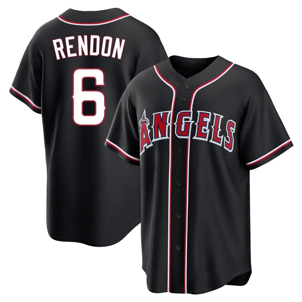 Punc LA.Angels #6 Anthony Rendon Player Black Fashion Out Home Game Stitched Jerseys