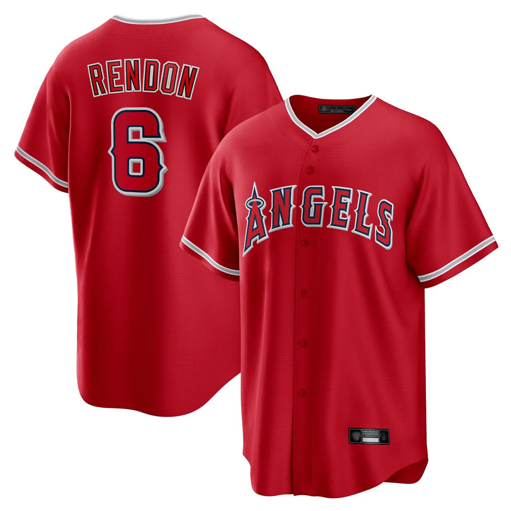 Punc LA.Angels #6 Anthony Rendon Player Red Home Game Stitched Jerseys