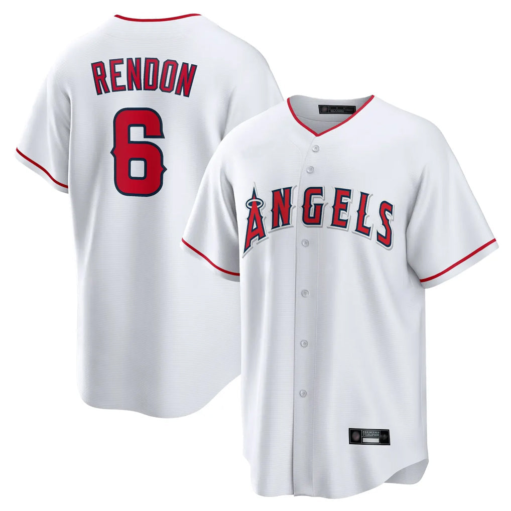 Punc LA.Angels #6 Anthony Rendon Player White Home Game Stitched Jerseys