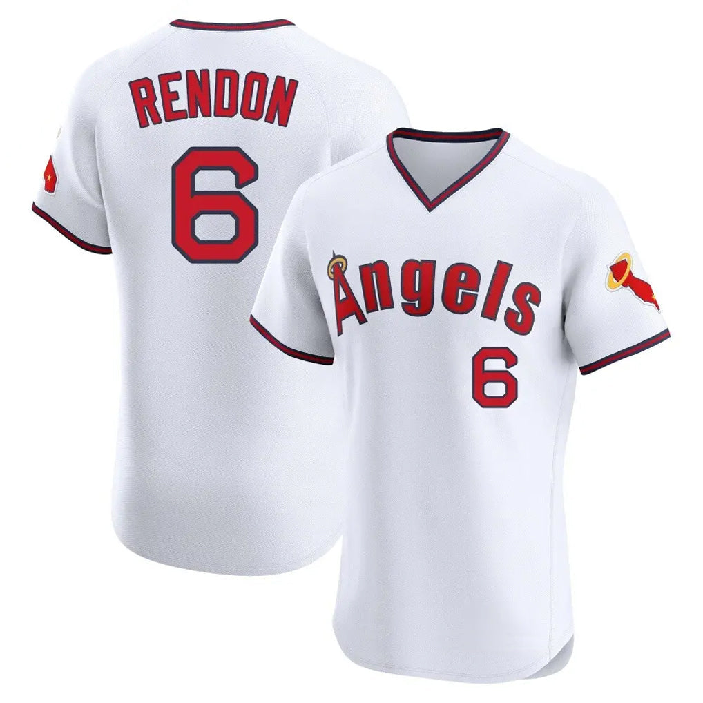 Punc LA.Angels #6 Anthony Rendon Player White T-shirt Home Limited Elite Stitched Jerseys