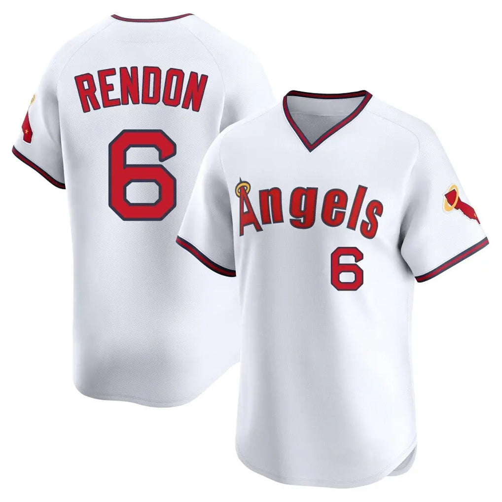 Punc LA.Angels #6 Anthony Rendon Player White T-shirt Home Limited Stitched Jerseys