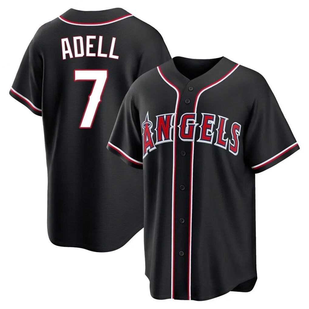 Punc LA.Angels #7 Jo Adell Player Black Fashion Out Home Game Stitched Jerseys
