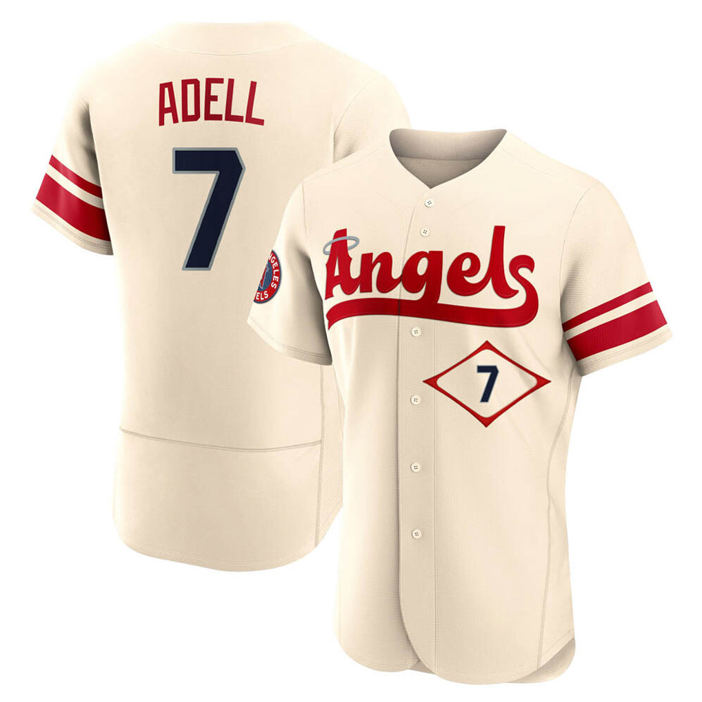 Punc LA.Angels #7 Jo Adell Player Cream City Connect Limited ELite Home Stitched Jerseys