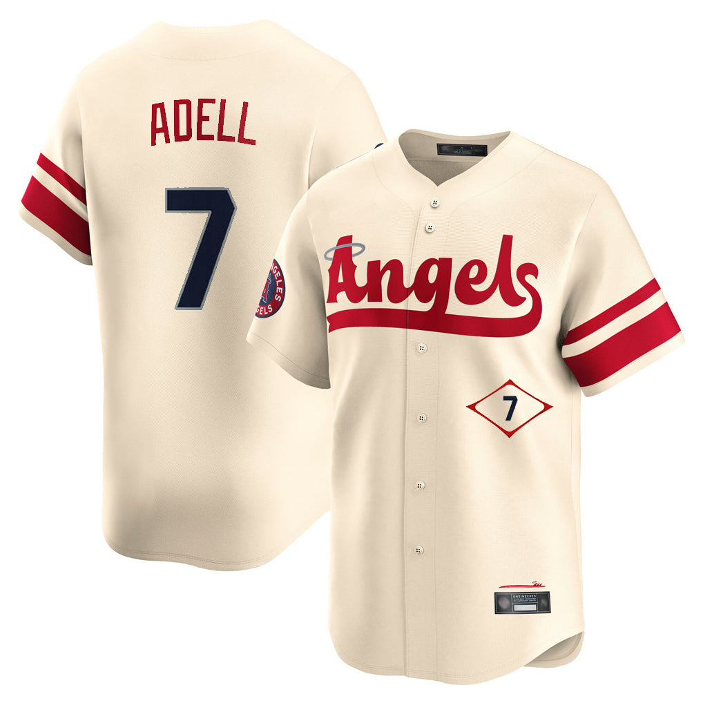 Punc LA.Angels #7 Jo Adell Player Cream City Connect Limited Home Stitched Jerseys