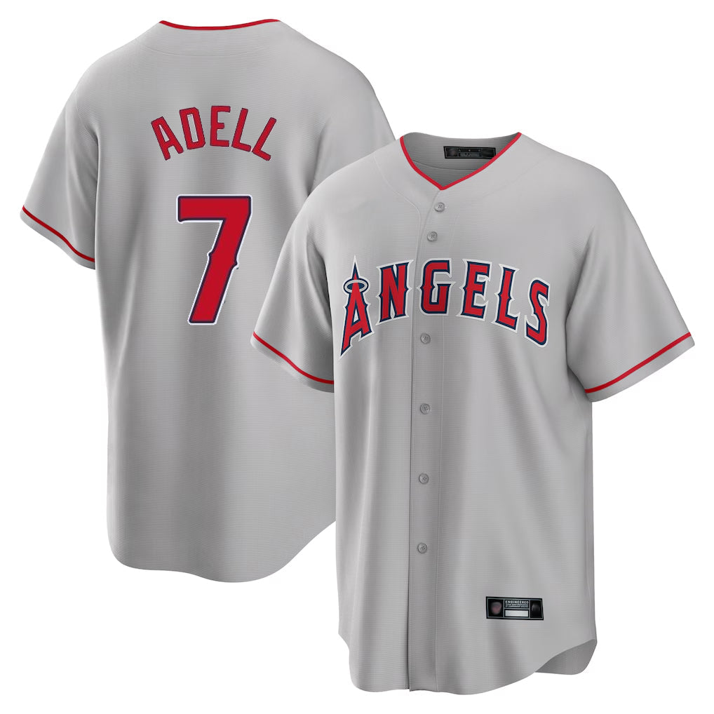 Punc LA.Angels #7 Jo Adell Player Gray Home Game Stitched Jerseys