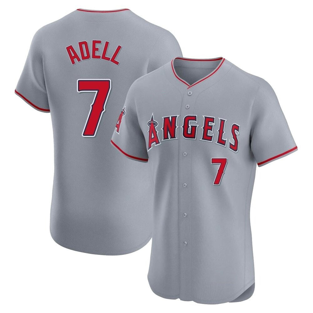 Punc LA.Angels #7 Jo Adell Player Gray Home Limited Elite Stitched Jerseys