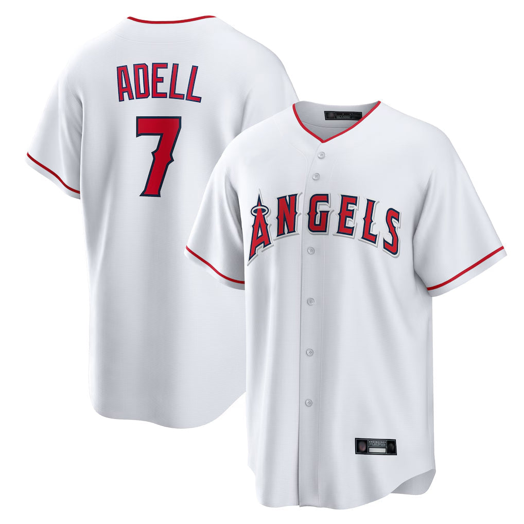Punc LA.Angels #7 Jo Adell Player White Home Game Stitched Jerseys