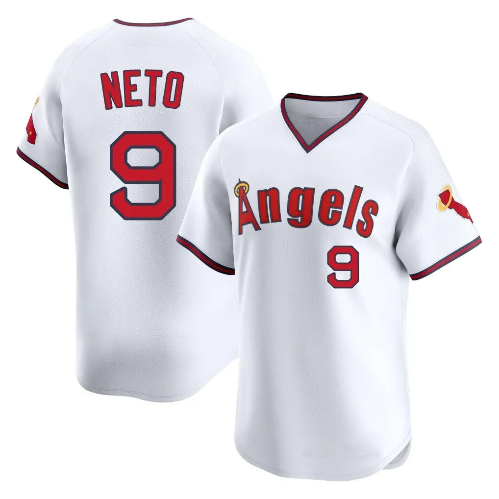 Punc LA.Angels #9 Zach Neto Player White T-shirt Home Limited Stitched Jerseys