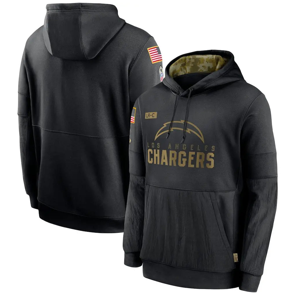 Punc LA.Chargers Black Salute to Service Hoodies Limited Game Blank Player Stitched Jerseys