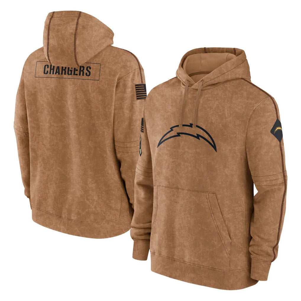 Punc LA.Chargers Brown Salute to Service Hoodies Limited Game Blank Player Stitched Jerseys