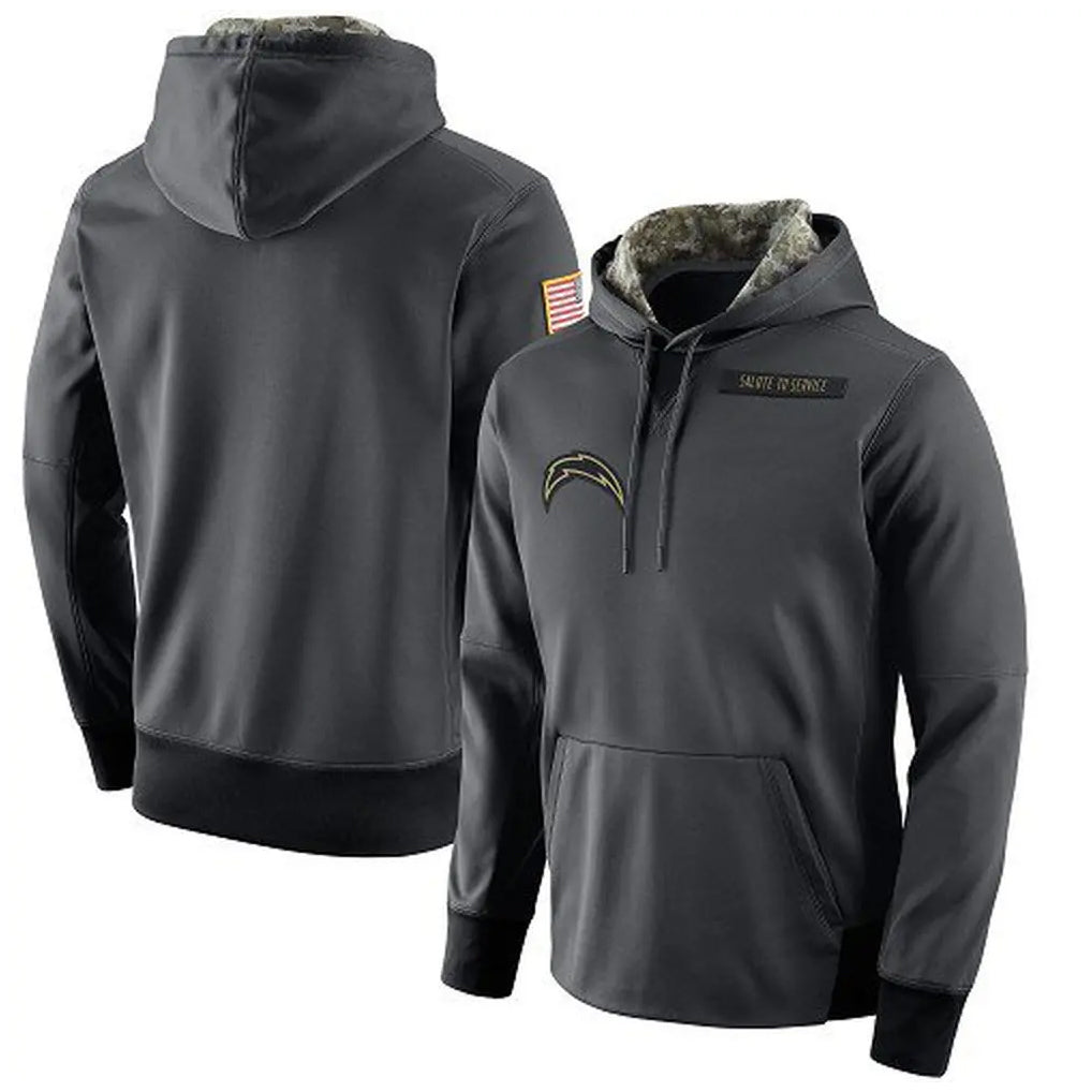 Punc LA.Chargers Gray Pullover Hoodie Home Game Blank Player Stitched Jerseys
