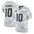 Punc LA.Chargers #10 Justin Herbert Player Arctic Camo Salute To Service Limited Game Stitched Jerseys