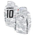 Punc LA.Chargers #10 Justin Herbert Player Arctic Camo Salute To Service Limited Hoodies Game Stitched Jerseys