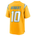Punc LA.Chargers #10 Justin Herbert Player Gold Home Game Stitched Jerseys