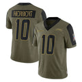 Punc LA.Chargers #10 Justin Herbert Player Olive Salute To Service Limited Game Stitched Jerseys