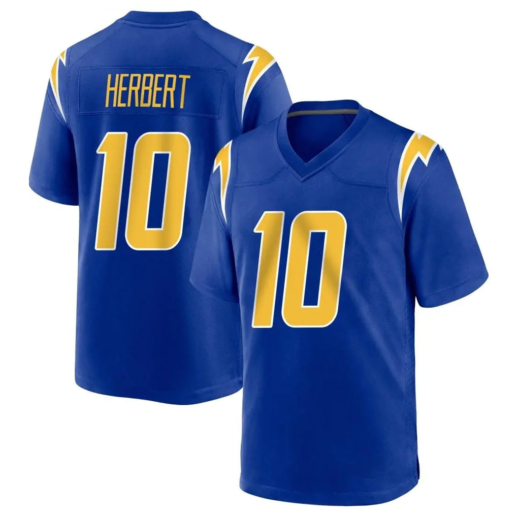 Punc LA.Chargers #10 Justin Herbert Player Royal Home Game Stitched Jerseys