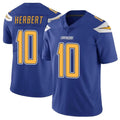Punc LA.Chargers #10 Justin Herbert Player Royal Limited Color Rush Vapor Untouchable Home Game Stitched Jerseys