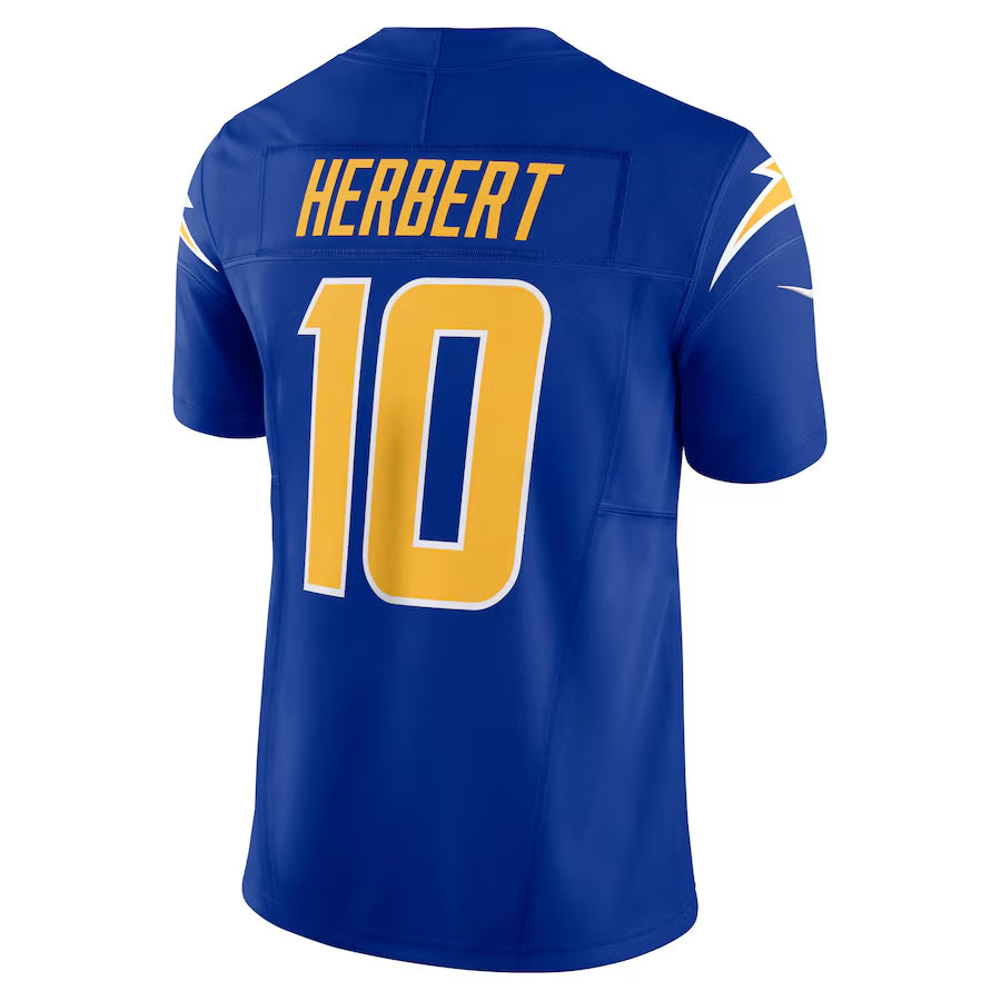Punc LA.Chargers #10 Justin Herbert Player Royal Vapor F.U.S.E. Limited Stitched Jerseys