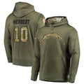 Punc LA.Chargers #10 Justin Herbert Player Salute to Service  Olive Hoodies Game Stitched Jerseys