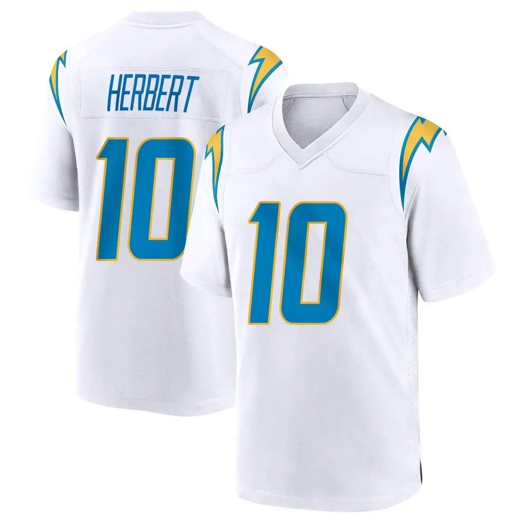 Punc LA.Chargers #10 Justin Herbert Player White Home Game Stitched Jerseys