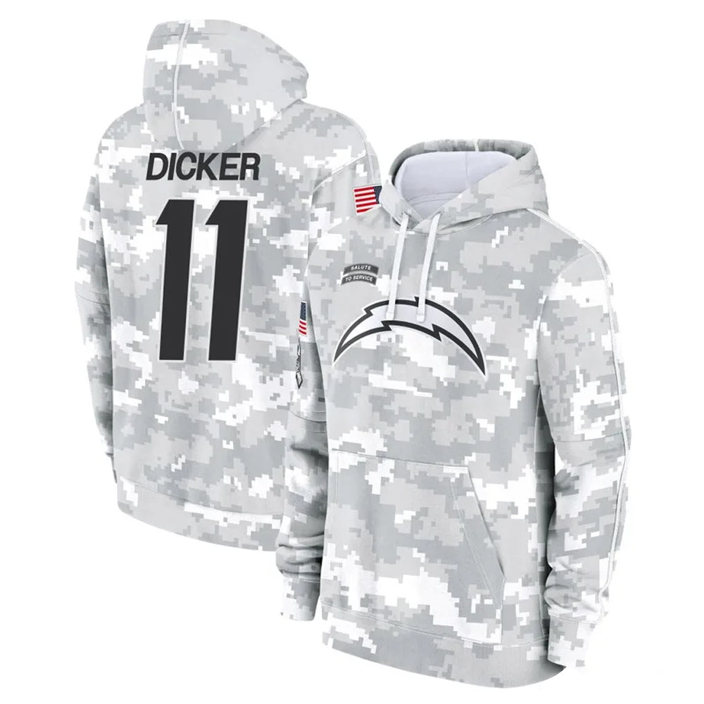 Punc LA.Chargers #11 Cameron Dicker Player Arctic Camo Salute to Service Hoodies Limited Game Stitched Jerseys