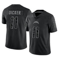 Punc LA.Chargers #11 Cameron Dicker Player Black Limited Reflective Home Game Stitched Jerseys