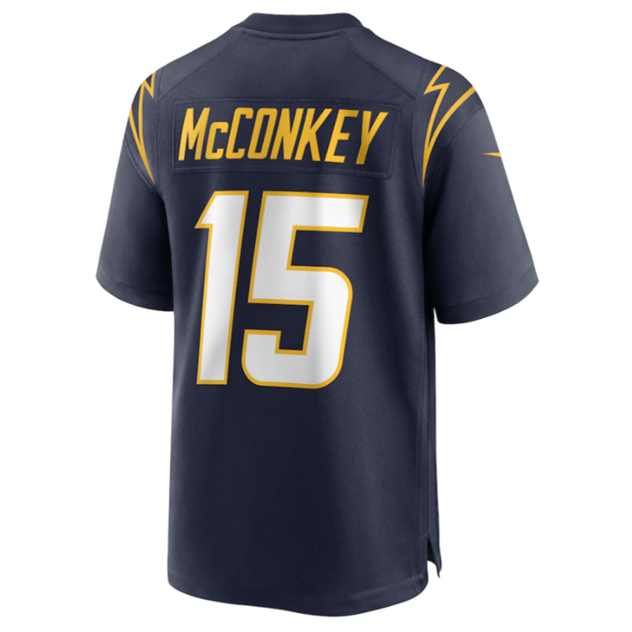 Punc LA.Chargers #15 Ladd McConkey Navy Game Jersey Stitched Jersey