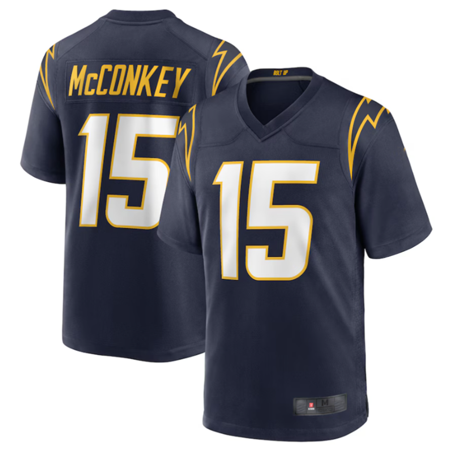 Punc LA.Chargers #15 Ladd McConkey Navy Game Jersey Stitched Jerseys