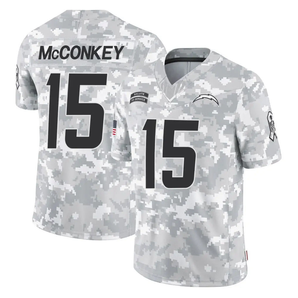 Punc LA.Chargers #15 Ladd McConkey Player Arctic Camo Salute To Service Limited Game Stitched Jerseys