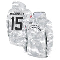Punc LA.Chargers #15 Ladd McConkey Player Arctic Camo Salute to Service Hoodies Game Stitched Jerseys