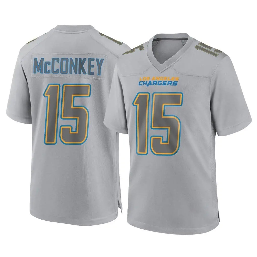 Punc LA.Chargers #15 Ladd McConkey Player Gray Atmosphere Fashion Home Game Stitched Jerseys