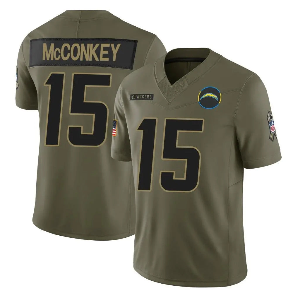 Punc LA.Chargers #15 Ladd McConkey Player Olive 2025 Salute To Service Limited Game Stitched Jerseys