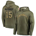 Punc LA.Chargers #15 Ladd McConkey Player Salute to Service  Olive Hoodies Game Stitched Jerseys