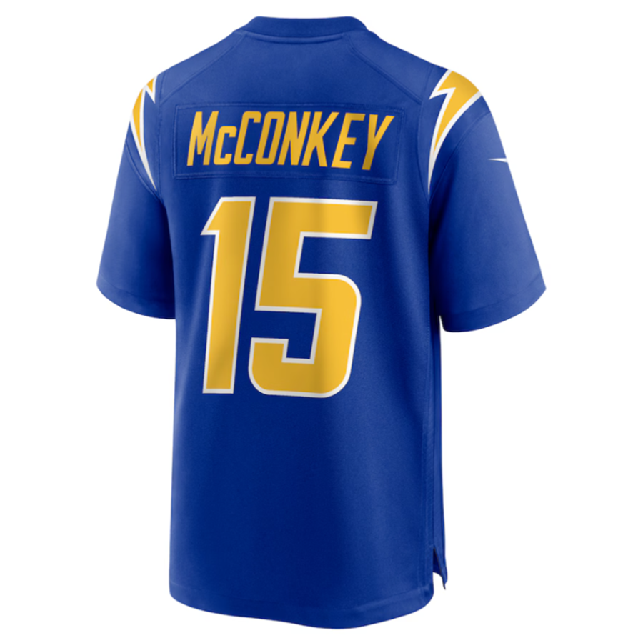 Punc LA.Chargers #15 Ladd McConkey Royal Game Jersey Stitched Jersey