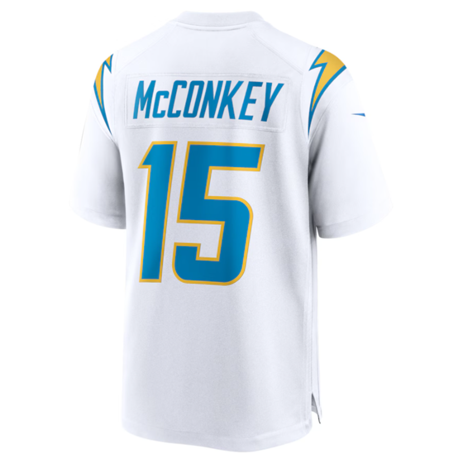 Punc LA.Chargers #15 Ladd McConkey White Game Jersey Stitched Jersey