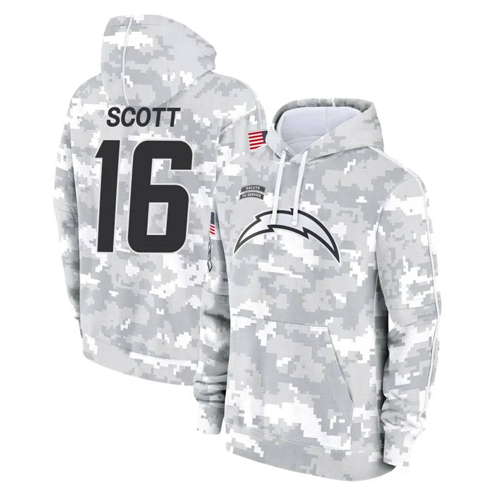Punc LA.Chargers #16 J.K. Scott Player Arctic Camo Salute to Service Hoodies Limited Game Stitched Jerseys