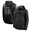 Punc LA.Chargers #16 J.K. Scott Player Black Salute to Service Hoodies Limited Game Stitched Jerseys